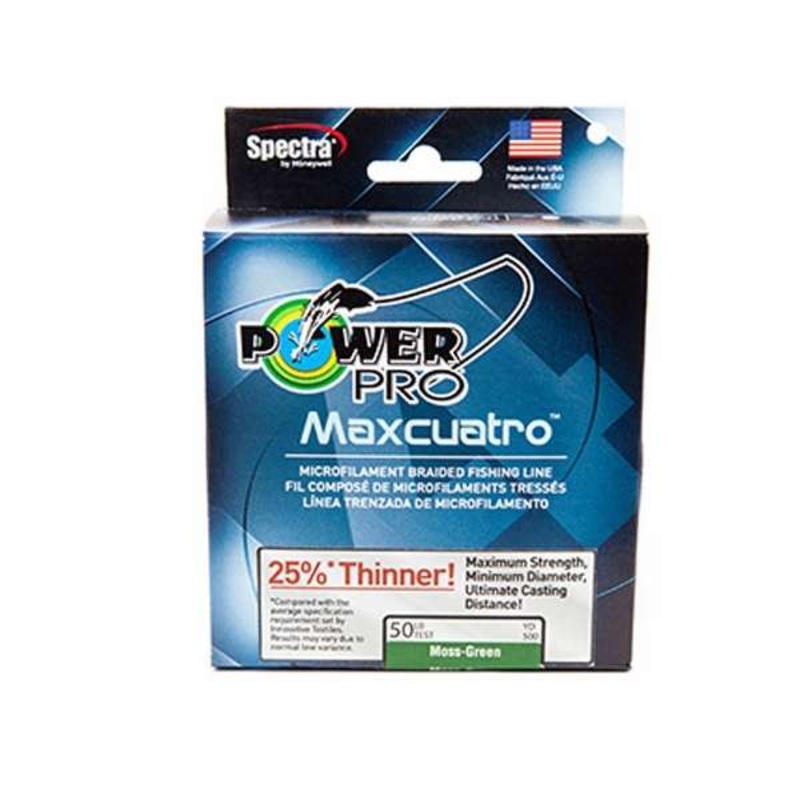 Power Pro Spectra Maxcuatro|30lb150yds/Hi-Vis Yellow|30lb/150yds/Moss Green|50lb/150yds/Moss Green|65lb/150yds/Moss Green
