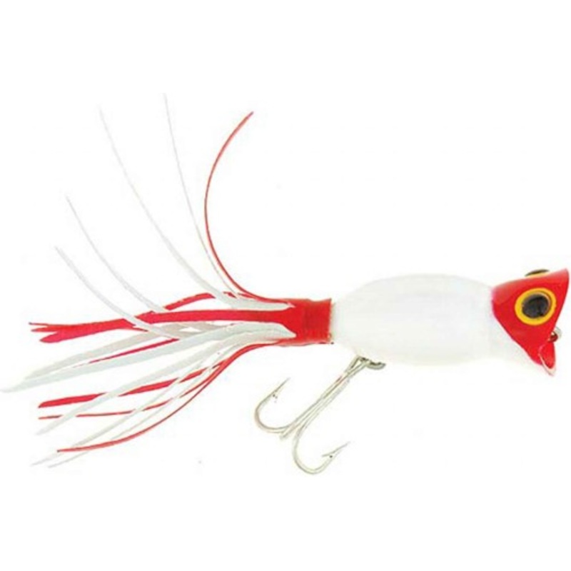Arbogast Hula Popper|G760-01|G760-02|G761-636|G750-509|Red White 3/8 oz|Black 3/8oz|White Zombie 2.0(Feather Tail)|Bull Frog 1/2oz