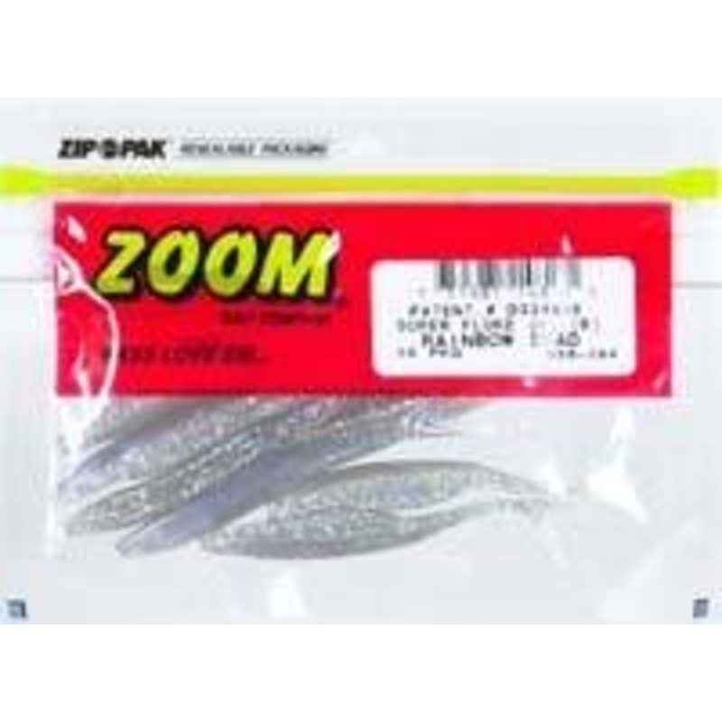 Zoom Super Fluke Jr|056-194|056-185|056-115|056-109|056-106|056-091|056-045|056-019|Rainbow Shad|White Ice|Baby Bass|Smokin Shad|Arkansas Shiner|Albino|White Pearl|Watermelon Seed