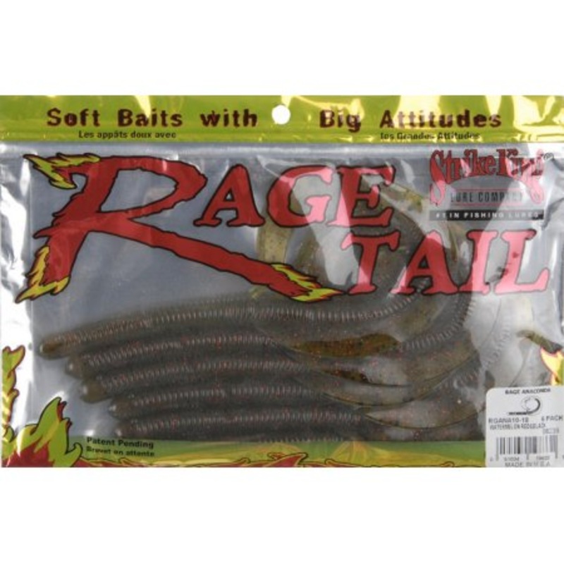 Strike King Rage 10 Anaconda|SKRGANA10-107|SKRGANA10-18|SKRGANA10-46|6pk|Watermelon Red & Black|Green Pumpkin