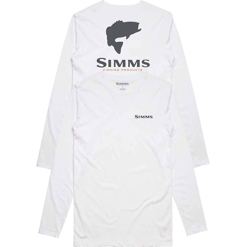 Simms Bass Logo LS Tech Tee-White