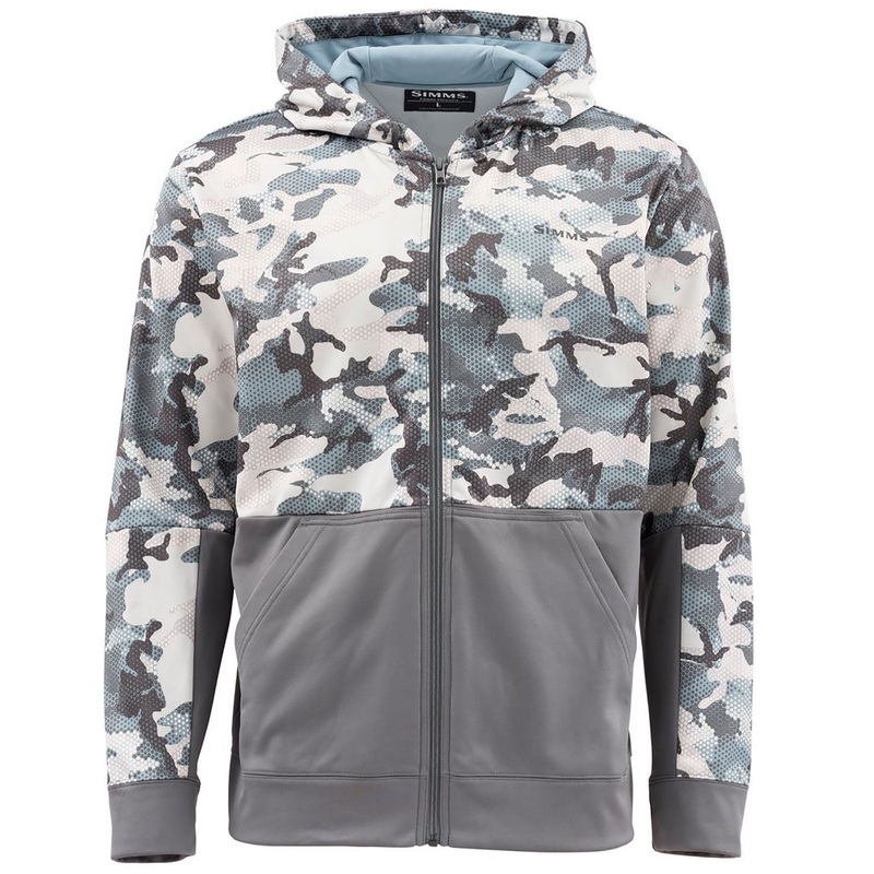 Simms Ms Challenger Hoody Full Zip-Hex Flo Camo Grey Blue