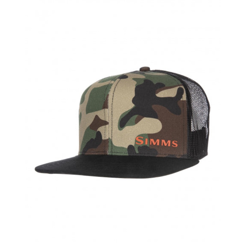 Simms CX Flat Brim Hats|Woodland Camo|Black|OSFM
