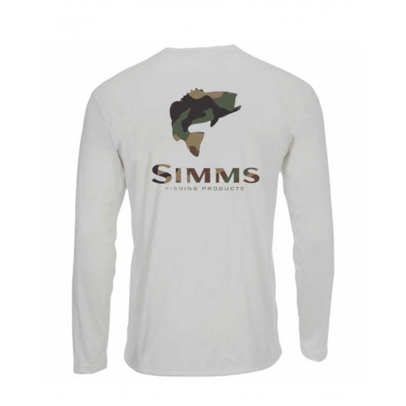 Simms Ms Solar Tech Tee LS Bass Logo-Sterling CX Camo