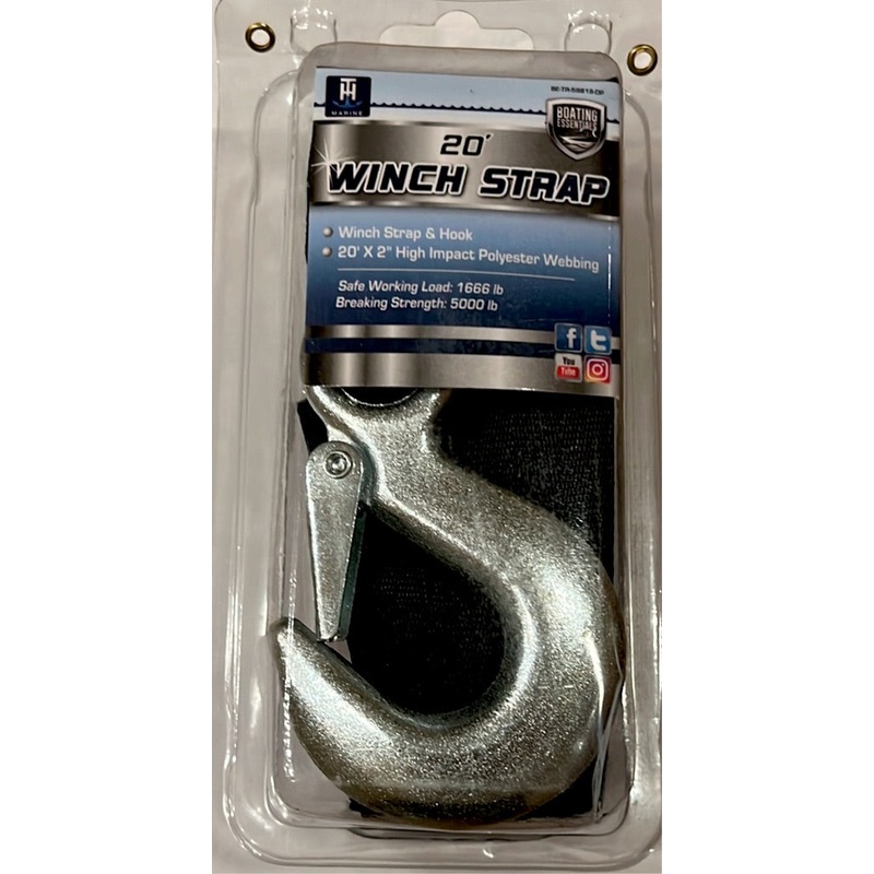 TH Marine Winch Strap|Black|20 X 2