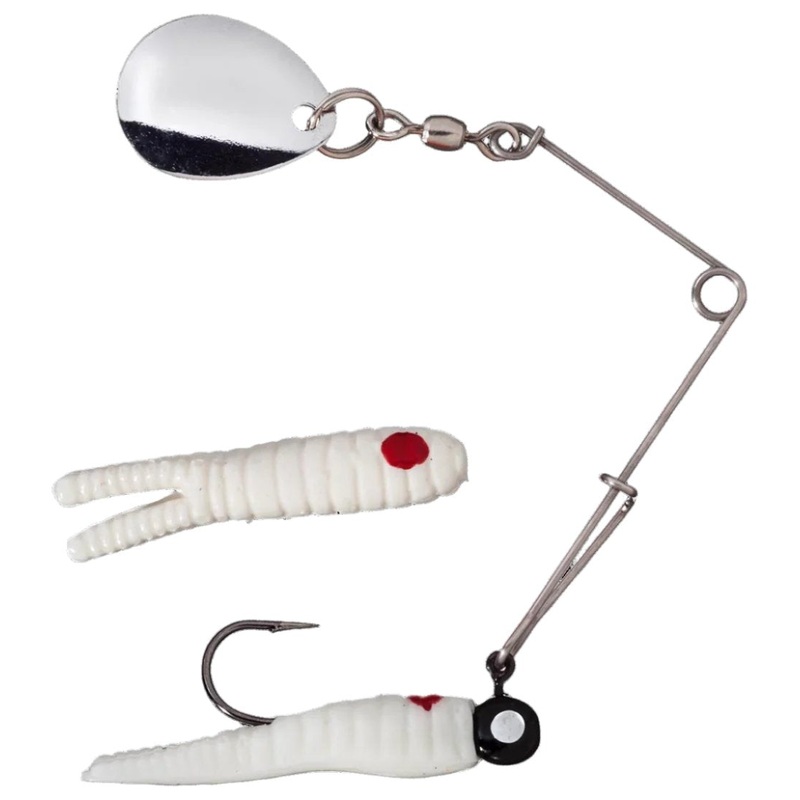 Johnson Beetle Spin Jig|Black/Chartreuse|Black/Yellow Stripe|Catalpa/Black Stripe|Fluorescent Chartreuse|Red Sparkle/White|White/Red Dot|1 1/2 inch – 1/8 oz|1 inch – 1/32 oz|2 inch – 1/4 oz|1 1/8 inch – 1/16 oz