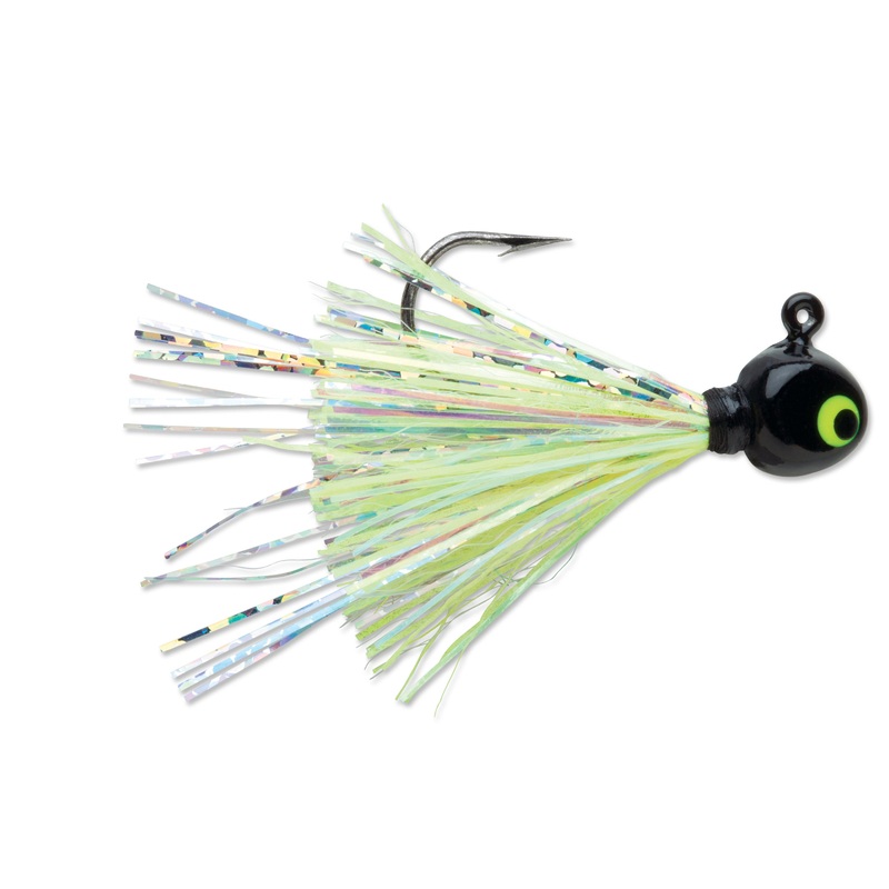 VMC Hot Skirt Glow Jig 2 pack|Black Chartreuse|Chartreuse Lime Green|Chartreuse Orange|Chartreuse White|Crappie Minnow|Pink Fire UV|Pink Pearl|Purple Albino|Red White|1/32 oz|1/16 oz|1/4 oz|3/8 oz|1/8 oz