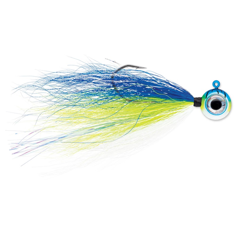 VMC Moontail Jig|Black|Blue Fire UV|Firetiger|Green Fire UV|Orange Fire UV|Pink Fire UV|Purple Albino|Shad|Spot Tail Shiner|White|1/4 oz|1/8 oz|3/8 oz