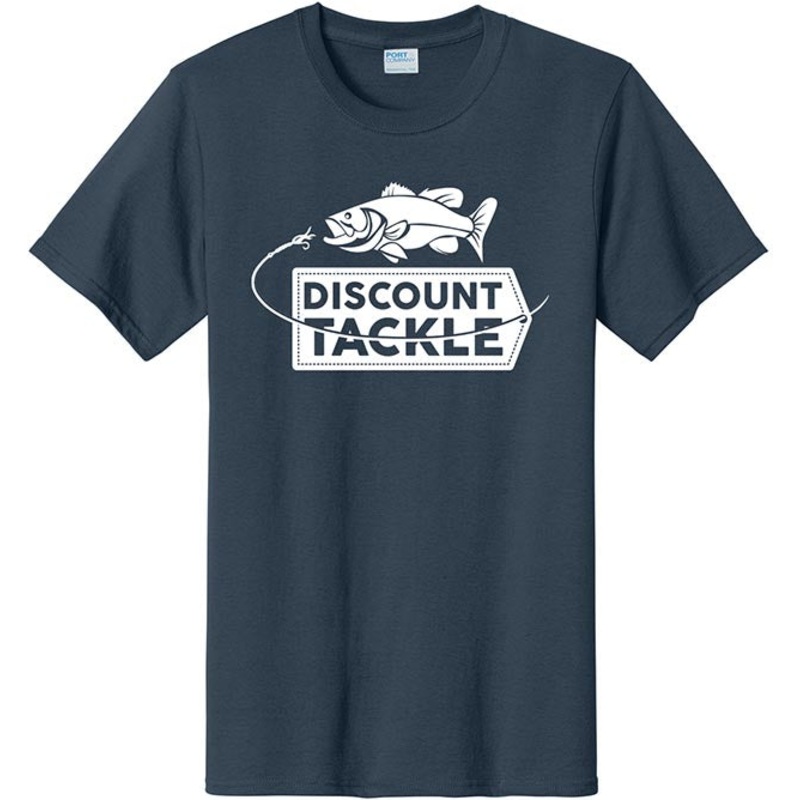 Discount Tackle Logo T-Shirt|Black|Charcoal|Heather Gray|Olive|Steel Blue|Small|Medium|Large|XL|2XL|3XL
