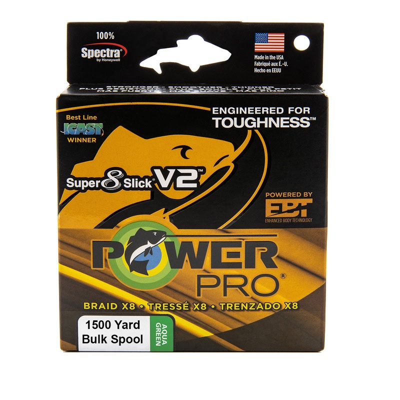 Power Pro Super8Slick V2 Aqua Green Braided Line 1500 yard Bulk Spool