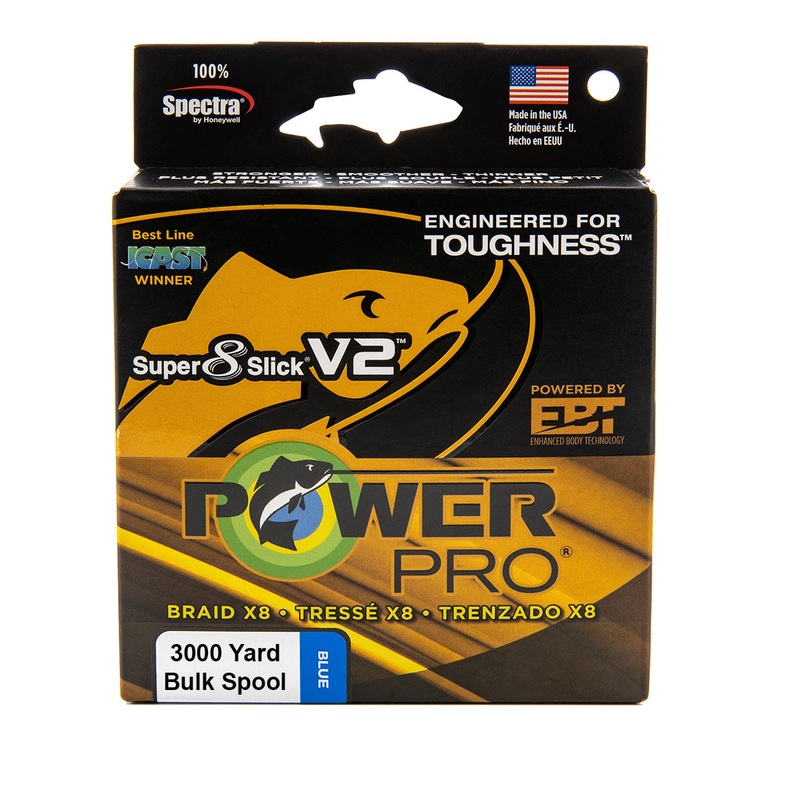 Power Pro Super8Slick V2 Marine Blue Braided Line 3000 yard Bulk Spool