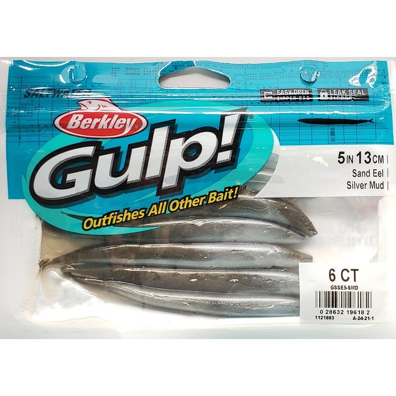 berkley-gulp-sand-eel-silver-mud-5-6pk_1 Berkley Gulp! Sand Eel Silver Mud 5 6pk