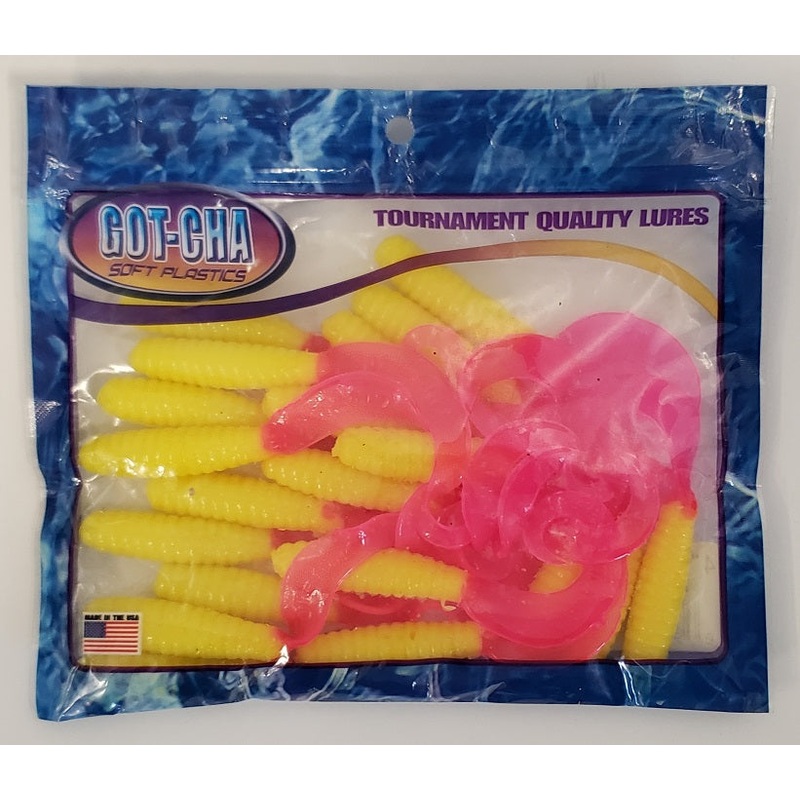 sea-striker-got-cha-curltail-grub-yellow-firetail-4-20pk_1 Sea Striker Got-Cha Curltail Grub Yellow/Firetail 4 20pk