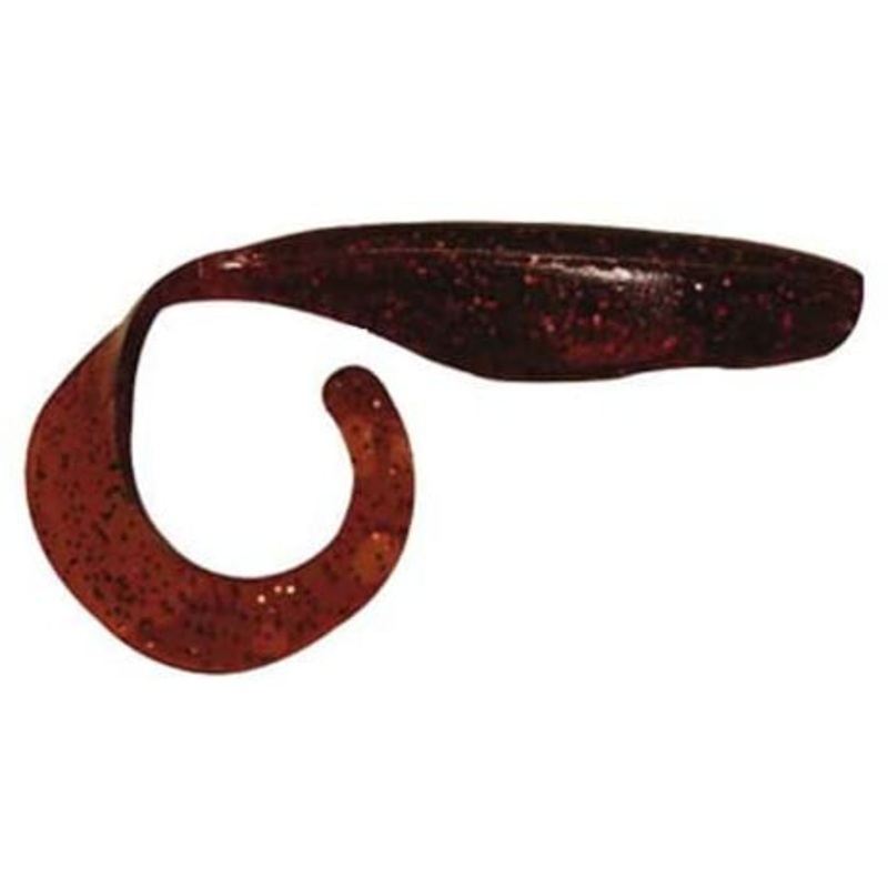 SaltWater Assassin Curly Tail Rootbeer/Red Glitter 4 10pk