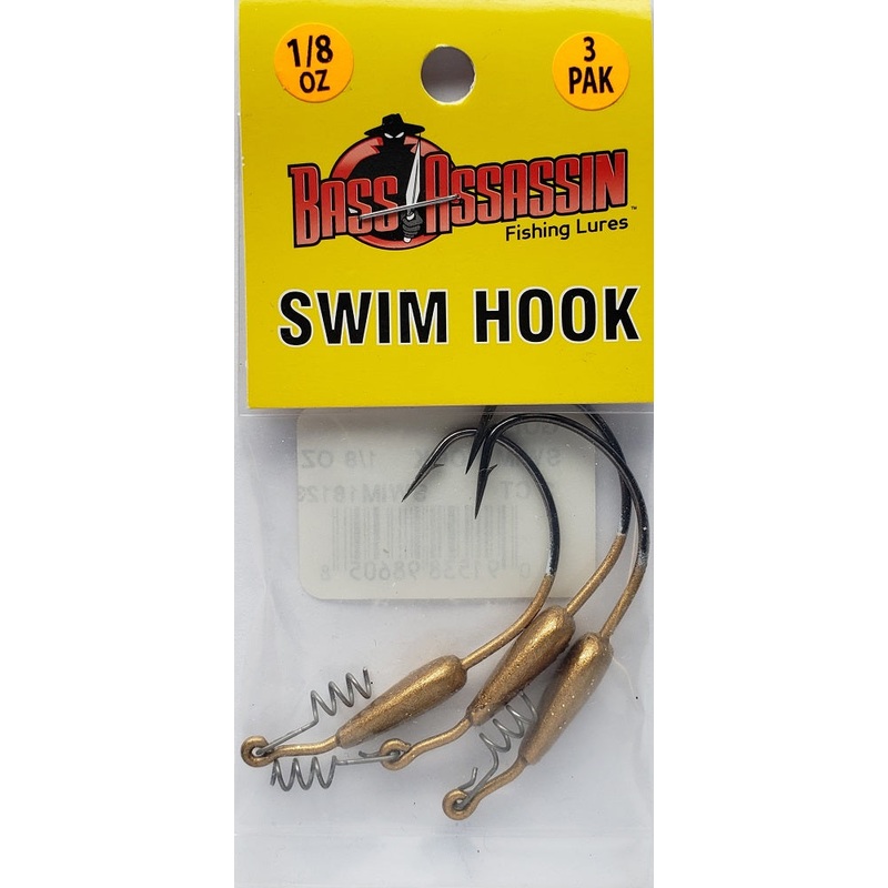 Bass Assassin Gold Swim Hook 1/8oz 3ct SWIM18123