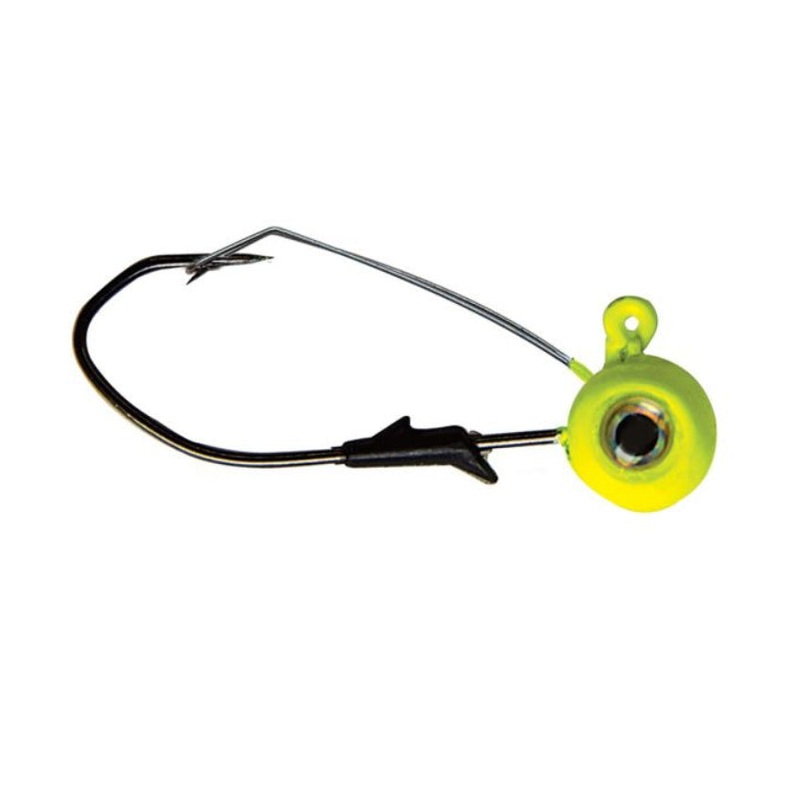 Eagle Claw Weedless Eagle Eye Jig Heads 1/4oz 5pk Chartreuse