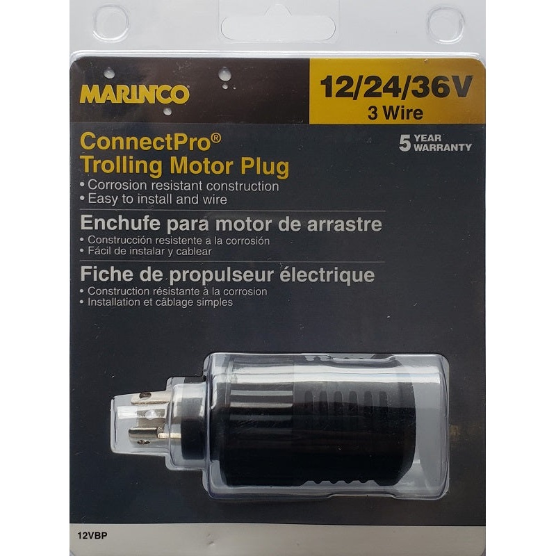 Marinco 12/24/36V 3 Wire ConnectPro Trolling Motor Plug 12VBP