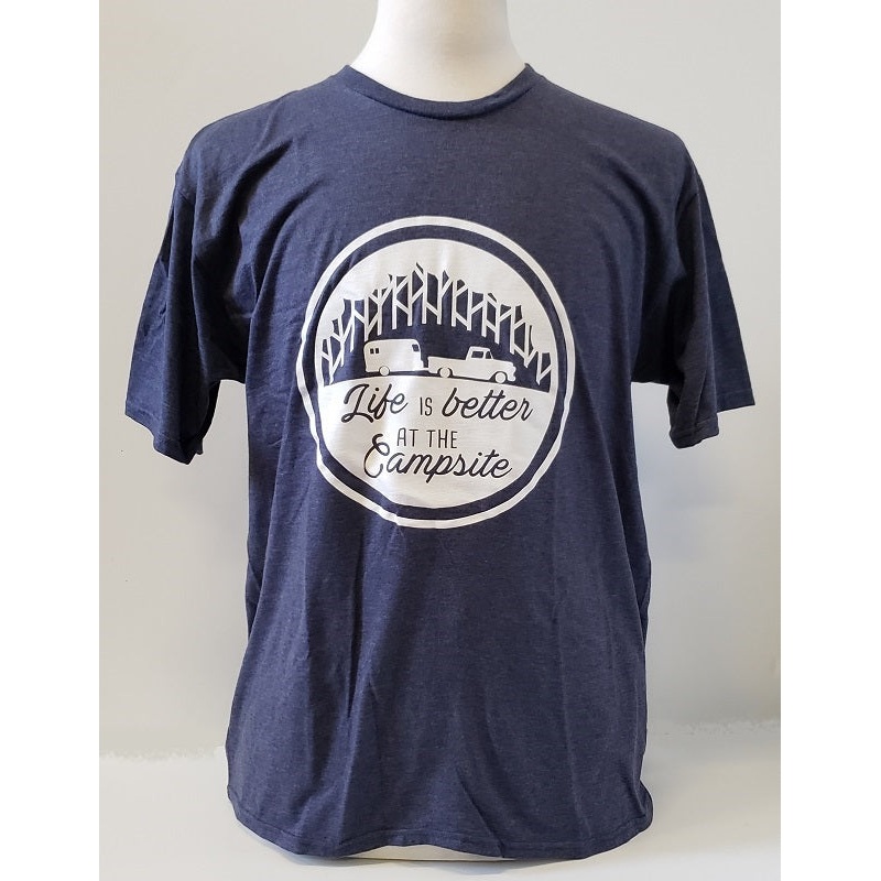 Camco Life is Better at the Campsite T-Shirt Navy BOGO
