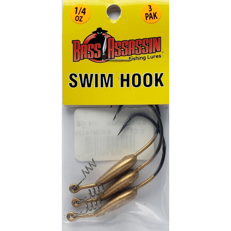 Bass Assassin Gold Swim Hook 1/4oz 3ct SWIM14125