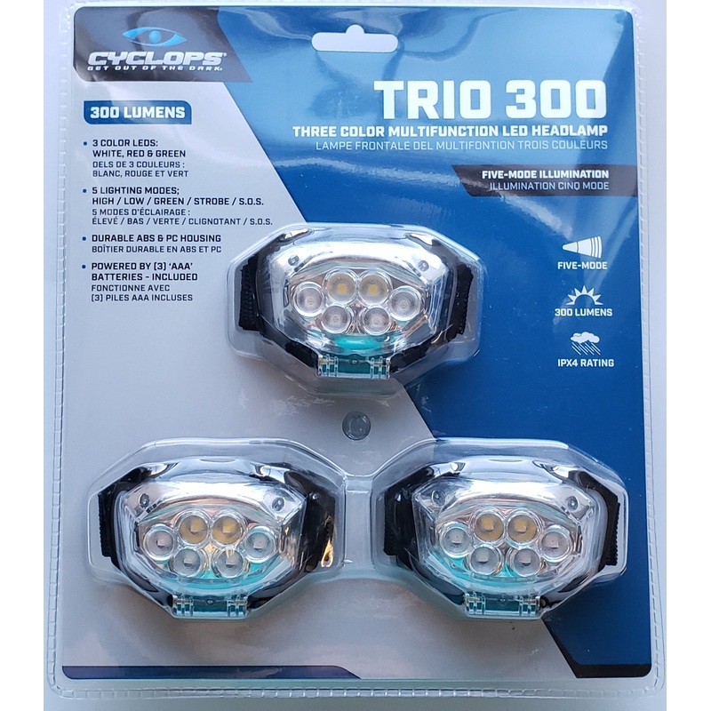 Cyclops 300 Lumens Headlamp 3 Pack