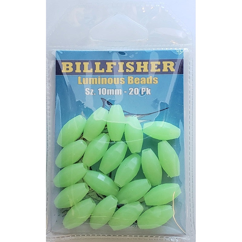 Billfisher Luminous Glow Green Beads 10mm 20pk