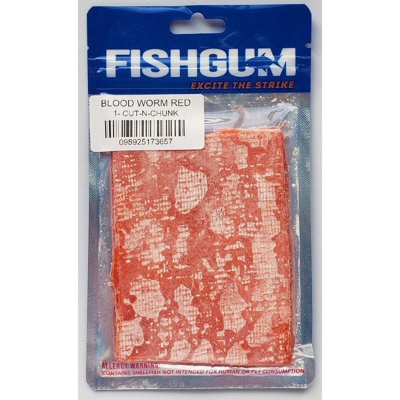 FISHGUM Excite The Strike 1-Cut-N-Chunk Blood Worm Red
