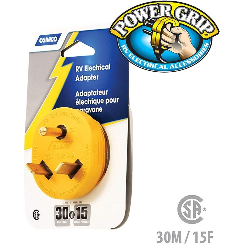 Camco RV Electrical Adapter30M/15F AMP 1 per pk 55233