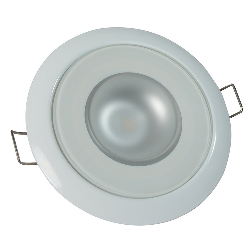 Lumitec Mirage – Flush Mount Down Light – Glass Finish/White Bezel – 2-Color White/Blue Dimming [113121]