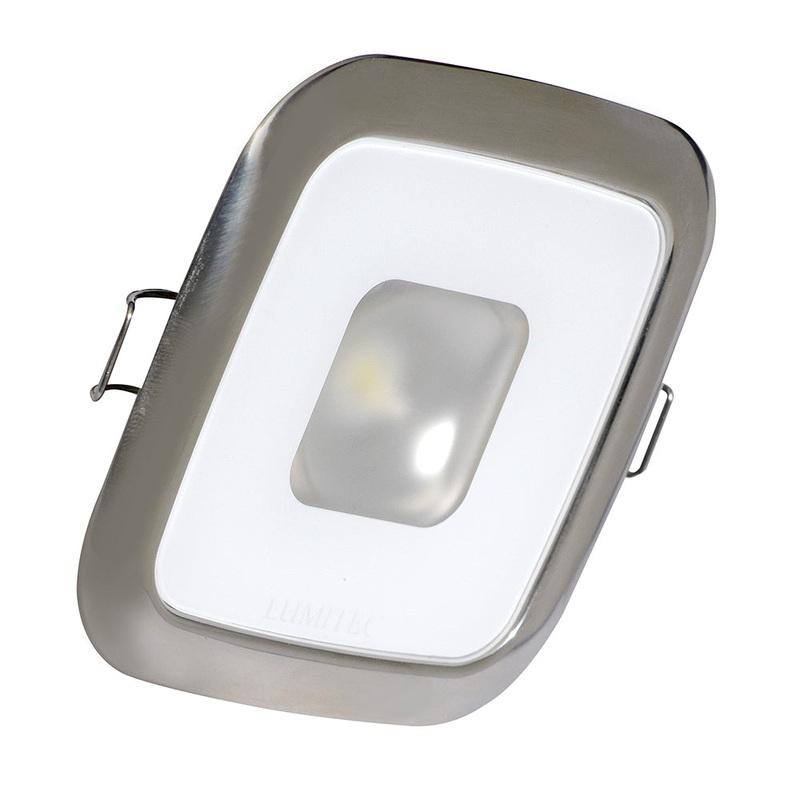 Lumitec Square Mirage Down Light – White Dimming, Red/Blue Non-Dimming – Polished Bezel [116118]