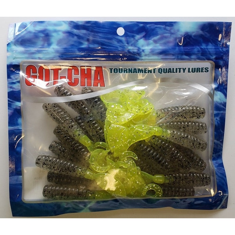 Sea Striker Got-Cha Curltail Grub Smoke/Chartreuse 4 20pk