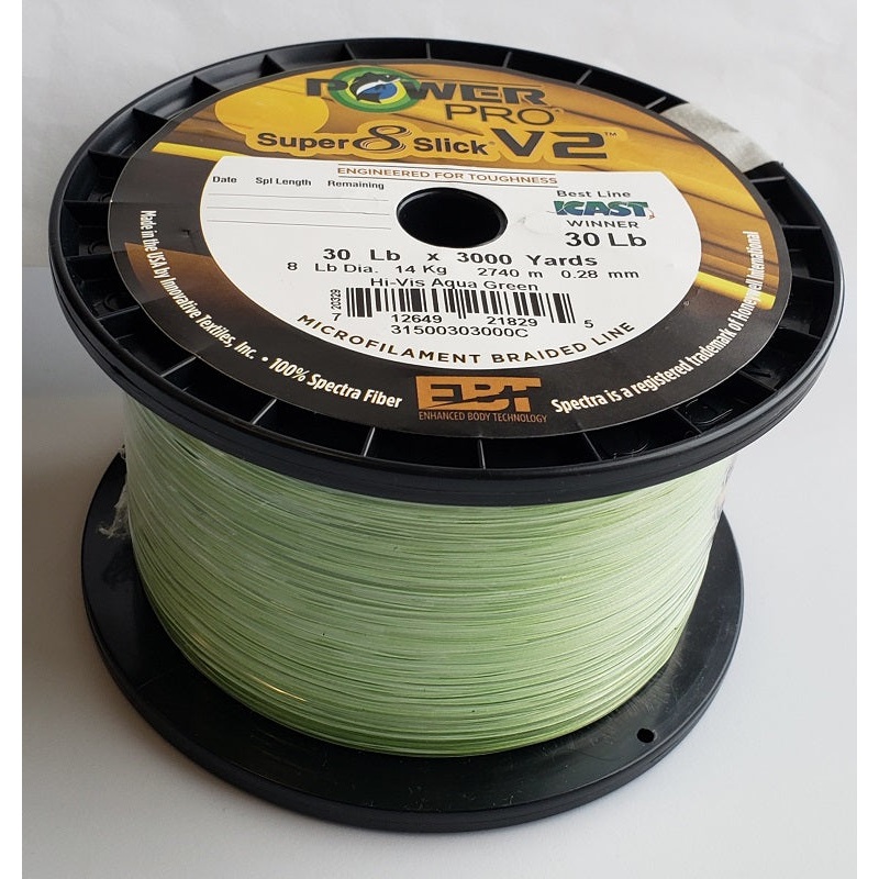 Power Pro Super 8 Slick V2 Hi-Vis Aqua Green 30 lbs 3000 yds Braided Fishing Line