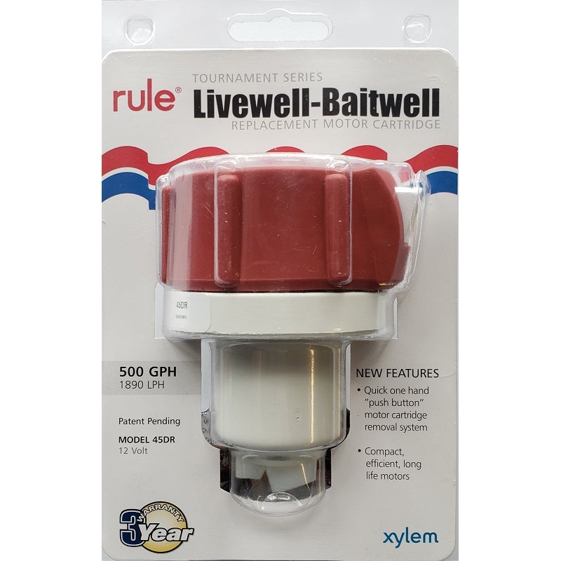 Rule Livewell Replacement Motor Cartridge 500GPH Tournament Series 45DR