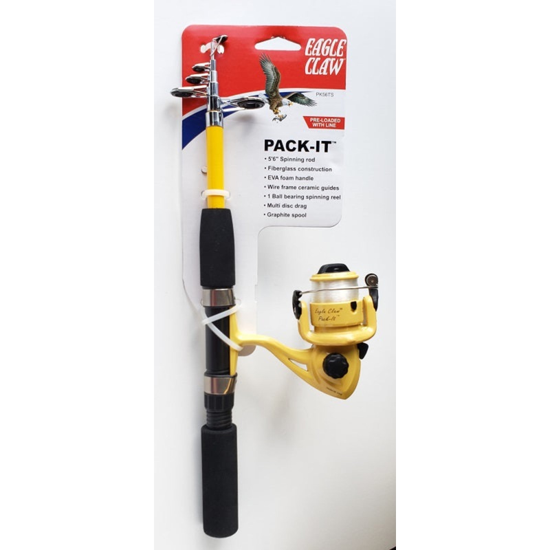 Eagle Claw Pack-It Telescopic Spinning Reel and Rod Combo PK56TS