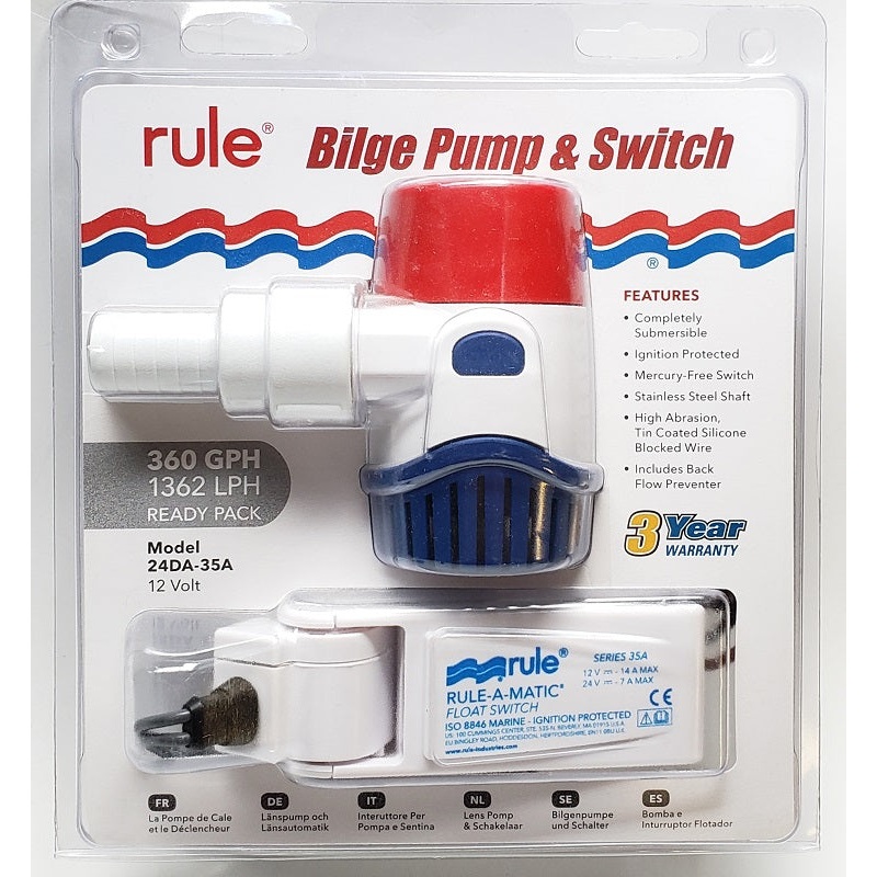Rule 360GPH Bilge Pump and Switch 24DA-35A