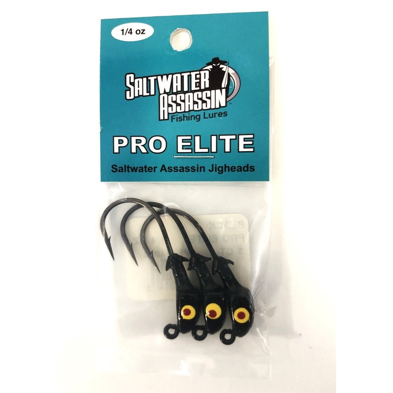 Saltwater Assassin Pro Elite Jigheads Black 1/14oz 3pk