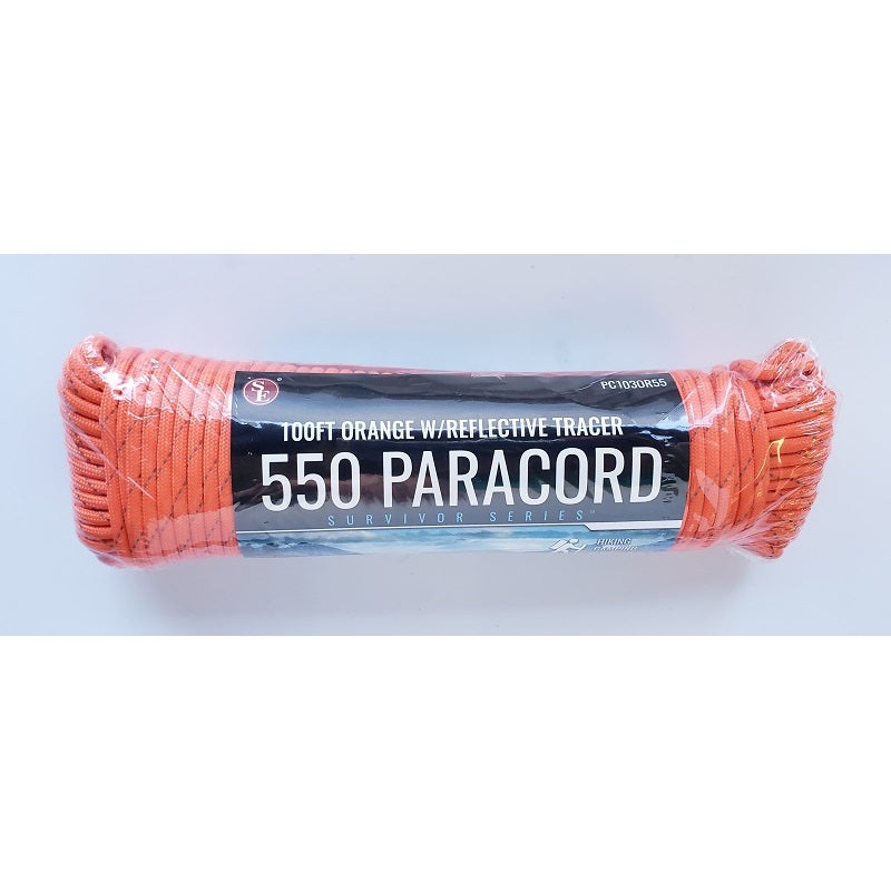 SE Survivor Series 550 Orange w/Reflective Tracer Paracord 100ft PC103OR55