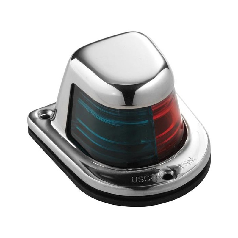 Attwood 1-Mile Deck Mount, Bi-Color Red/Green Combo Sidelight – 12V – Stainless Steel Housing [66318-7]