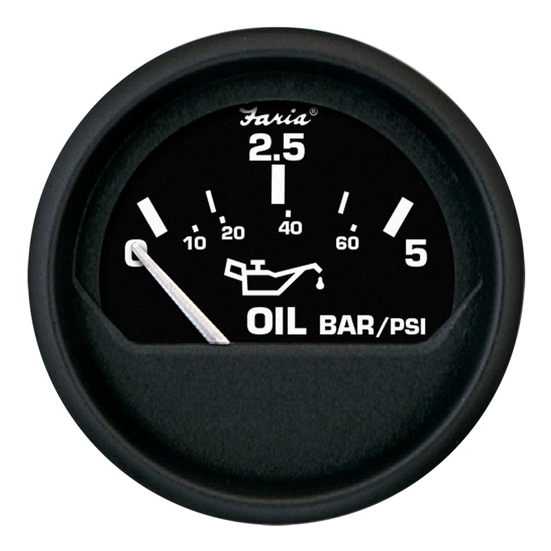 Faria Euro Black 2 Oil Pressure Gauge – Metric (5 Bar) [12805]