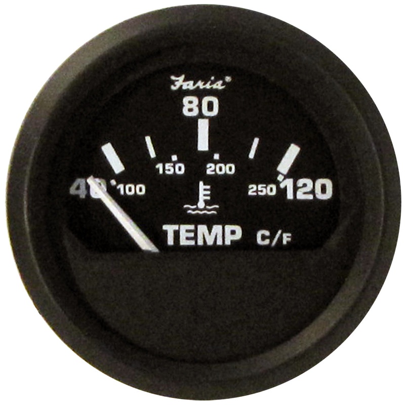 Faria Euro Black 2 Water Temperature Gauge – Metric (40 to 120 C) [12814]