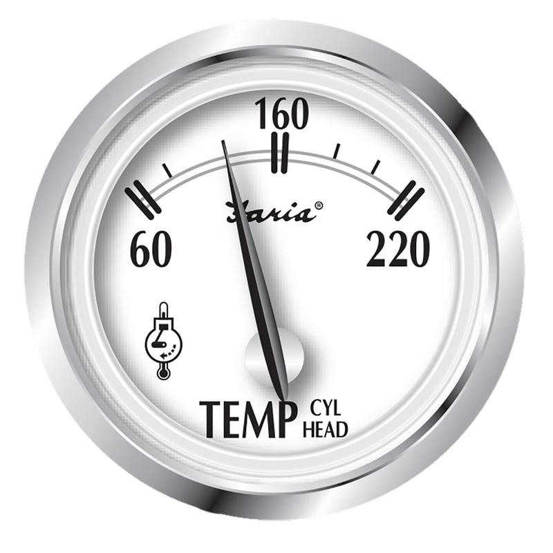 Faria Newport SS 2 Cylinder Head Temperature Gauge w/Sender – 60 to 220 F [25011]