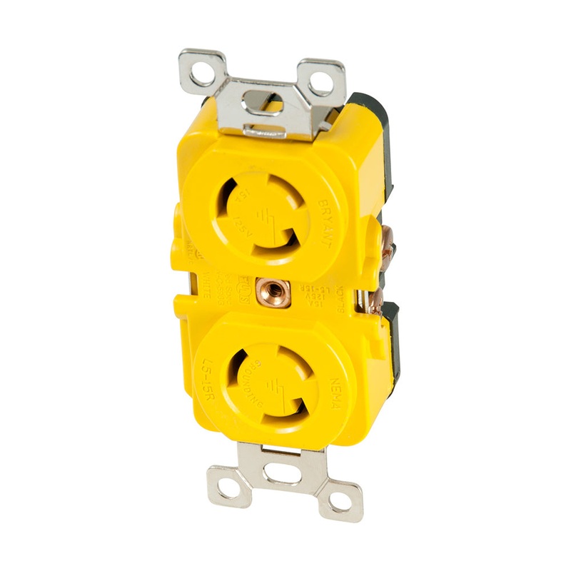 Marinco Locking Receptacle – 15A, 125V – Yellow [4700CR]