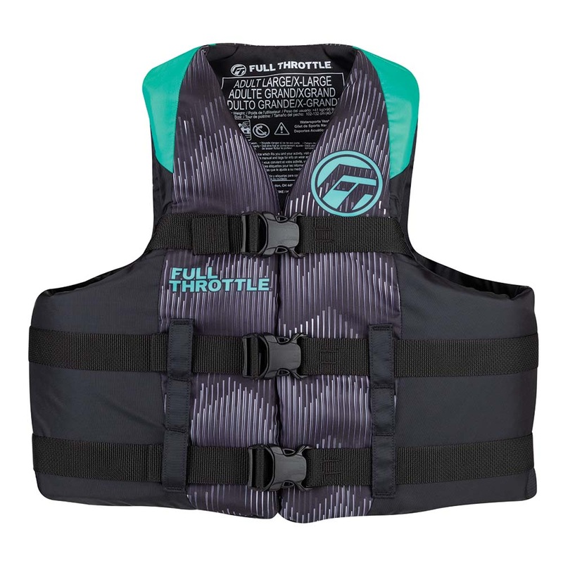 Full Throttle Adult Nylon Life Jacket – L/XL – Aqua/Black [112200-505-050-22]