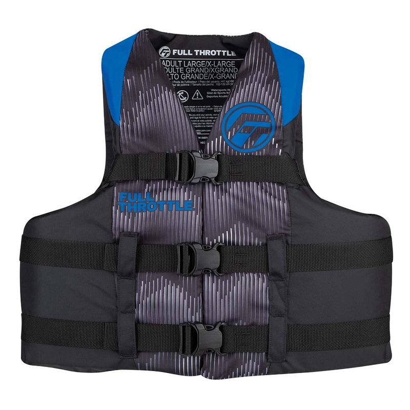 Full Throttle Adult Nylon Life Jacket – L/XL – Blue/Black [112200-500-050-22]