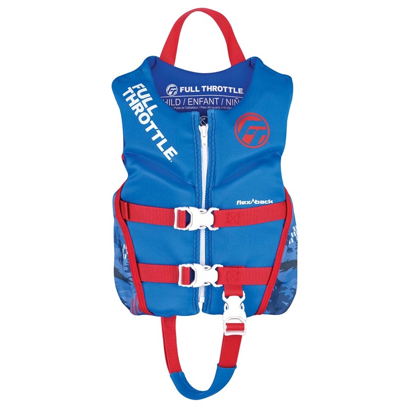 Full Throttle Child Rapid-Dry Flex-Back Life Jacket – Blue [142500-500-001-22]