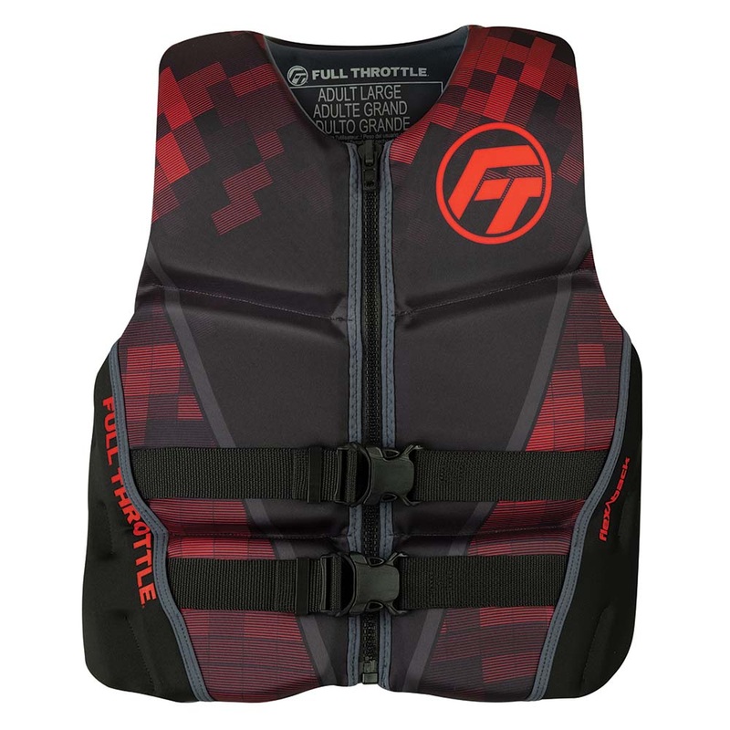 Full Throttle Mens Rapid-Dry Flex-Back Life Jacket – S – Black/Red [142500-100-020-22]