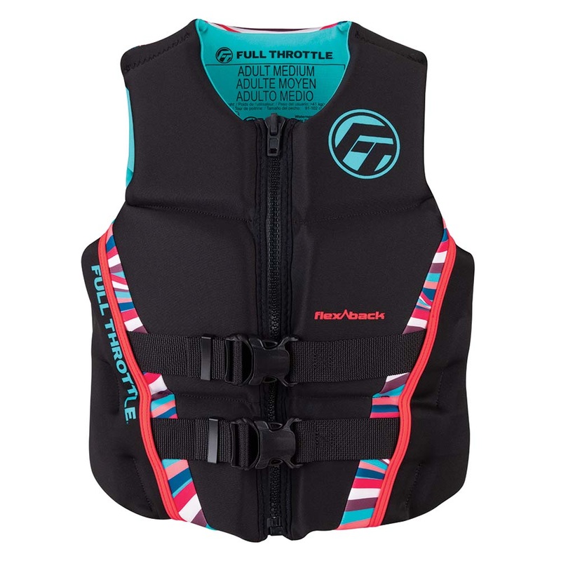 Full Throttle Womens Rapid-Dry Flex-Back Life Jacket – Womens L – Pink/Black [142500-105-840-22]
