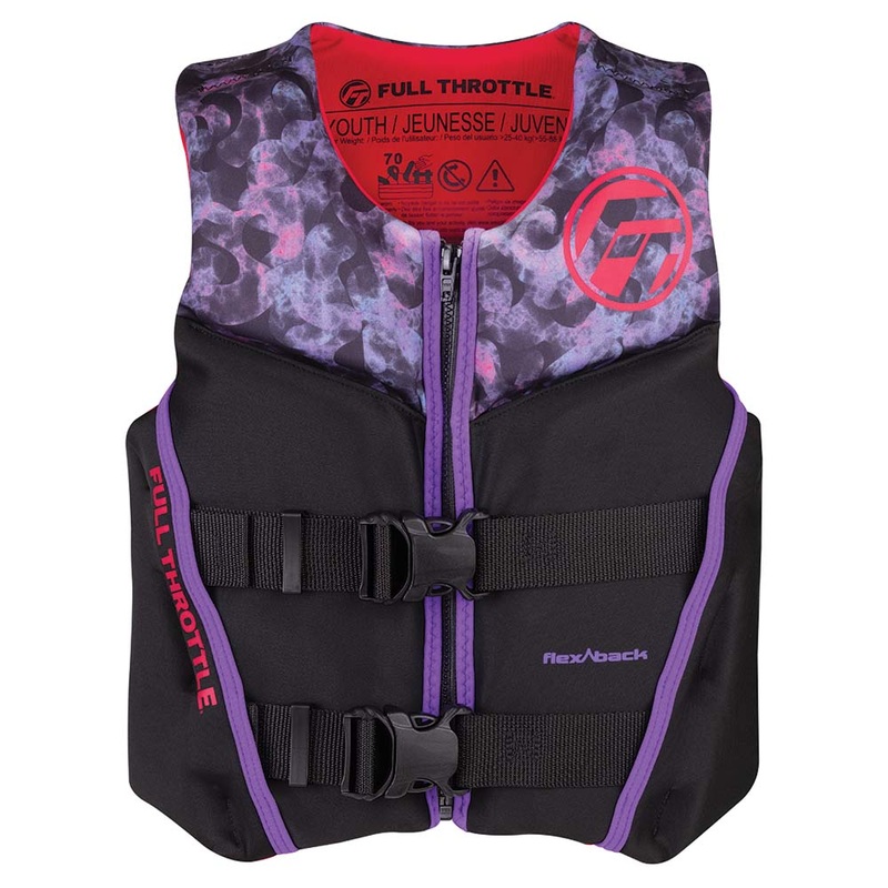 Full Throttle Youth Rapid-Dry Flex-Back Life Jacket – Pink/Black [142500-105-002-22]