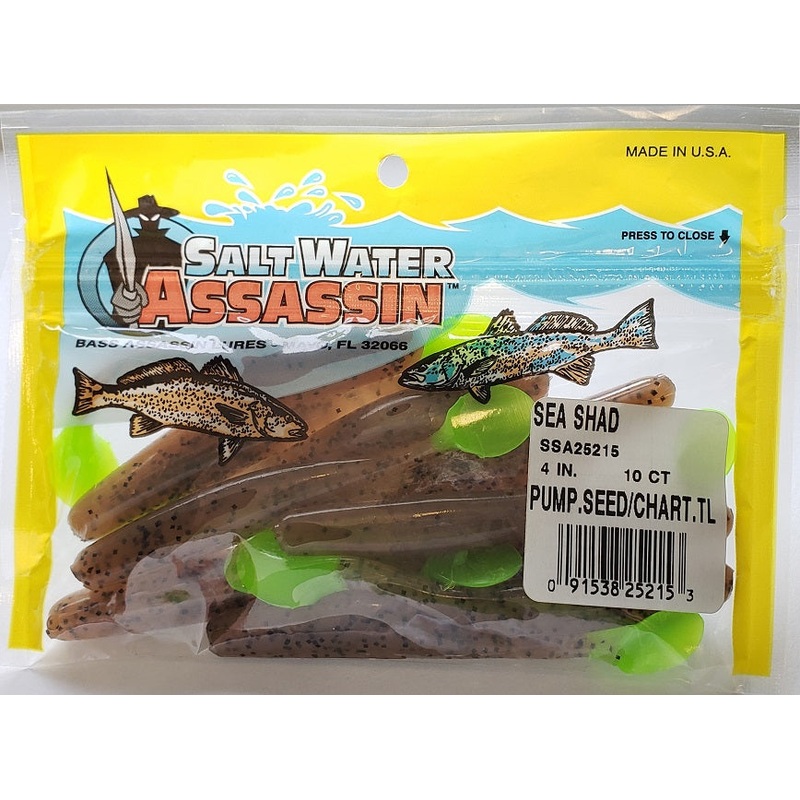 saltwater-assassin-sea-shad-pumpkin-seed-chartreuse-4-10pk_1 SaltWater Assassin Sea Shad Pumpkin Seed/Chartreuse 4 10pk