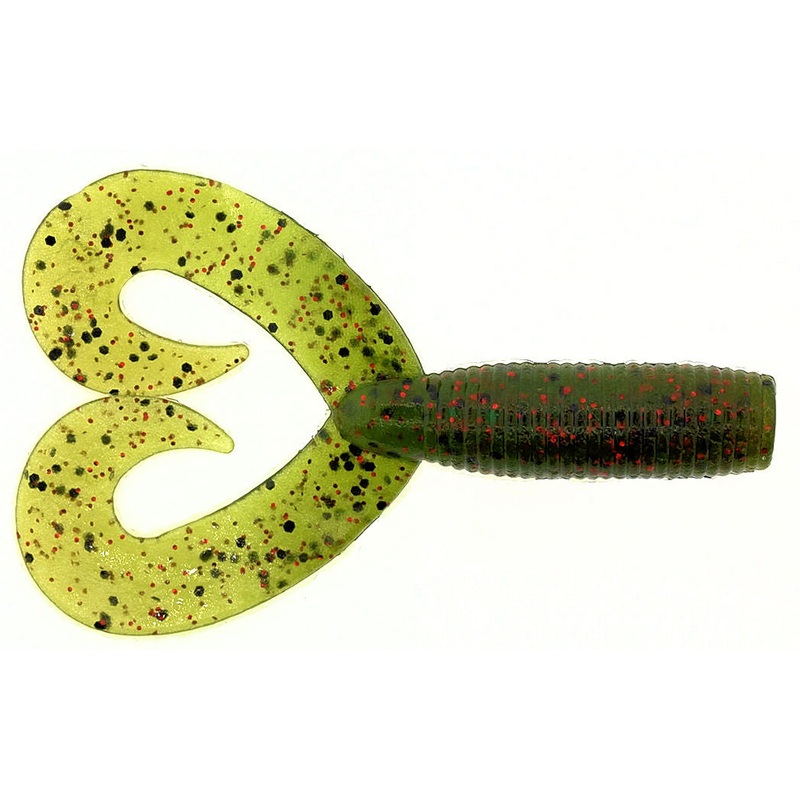 Double-Tail Grub_Watermelon Black & Red Flake